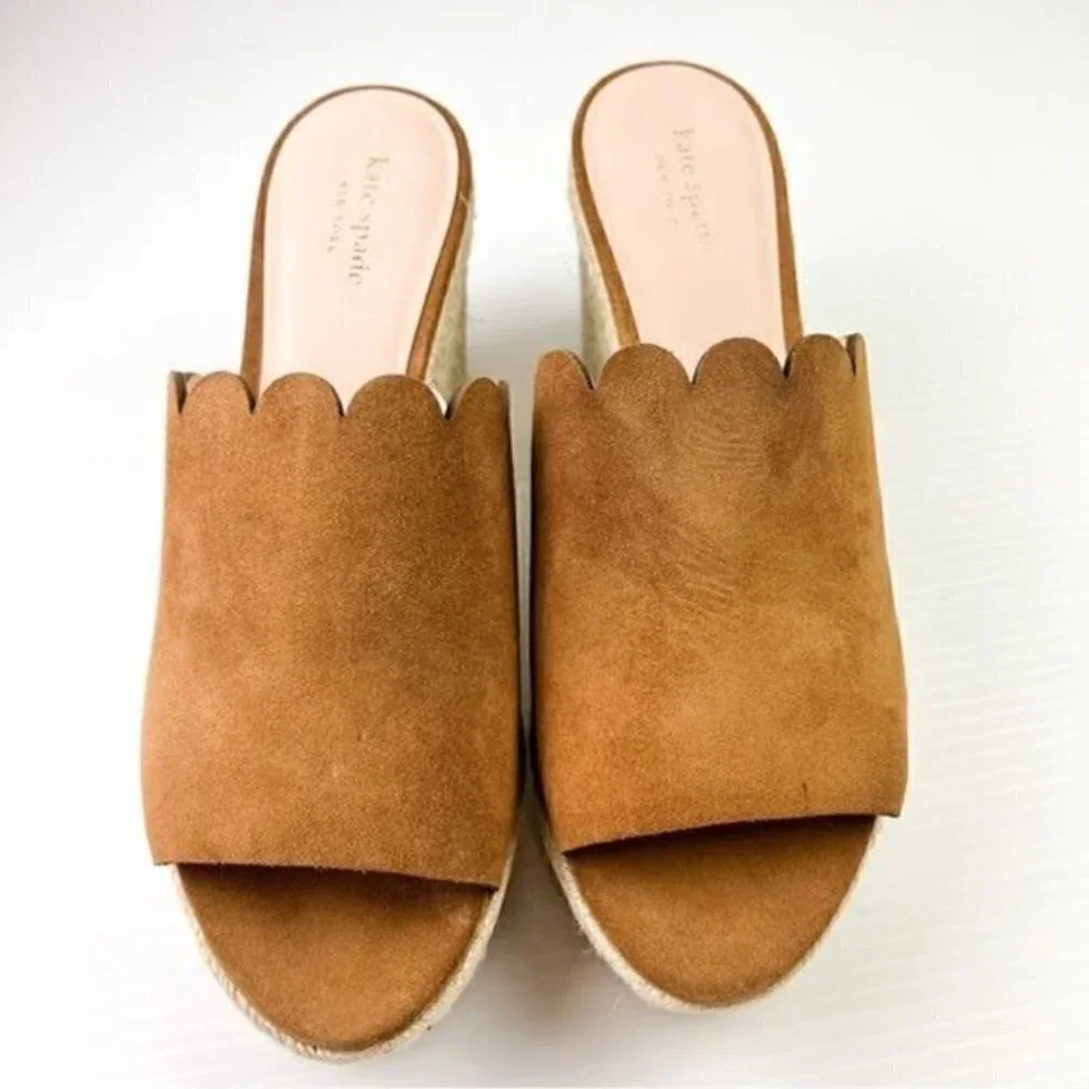 Kate Spade New York Brown Leather Tabby Sandal Espadrille women's size 10